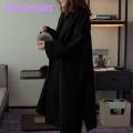 Amamia Women Fall Coat Open Stitch Windproof Women Winter Overcoat.