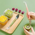 Baby Fruit Scraping Spoon Baby Spoon Stainless Steel Double Head Food Grade Fruit Supplement Food Silicone Children's Tableware Batch. 