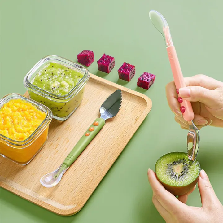 Baby%20Fruit%20Scraping%20Spoon%20Baby%20Spoon%20Stainless%20Steel%20Double%20Head%20Food%20Grade%20Fruit%20Supplement%20Food%20Silicone%20Children's%20Tableware%20Batch%20-%20Image%202