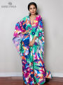 Deep V-neck Batwing Sleeve Red Printed Long Dresses Women 2024 Summer Kaftan Beach Wear Bohemian Women Maxi Dress Q1289 House Foocus. 
