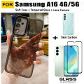 3 in 1 Samsung A16 Shockproof Silicone Phone Case with Camera Protective For Samsung A06 Anti blue light tempered film.