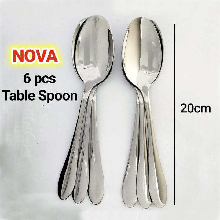 Nova new Stainless Steel Table spoon, (Set of 6), Silver 20cm