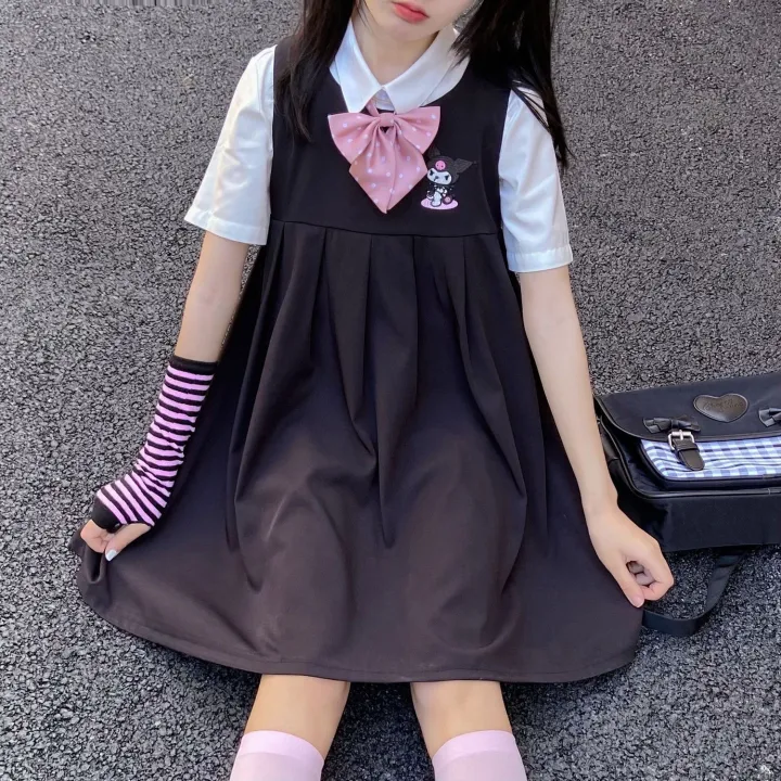 Summer%20New%20Sweet%20College%20Style%20Korean%20Style%20Japanese%20Style%20Suspender%20Dress%20for%20Female%20StudentsPoloCollar%20Shirt%20Two-Piece%20Suit%20-%20Image%203