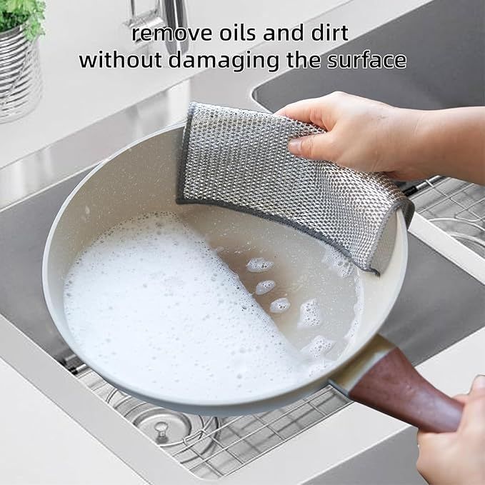 Multipurpose Wire Dishwashing Rags Dry and Wet Use Mesh Design - 4 Piece