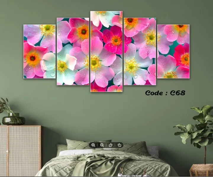 5Pcs In 1 Set Wall Canvas Art Printing Matte HD Sticker with Glossy ...