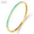FYSARA 3mm Thin Colorful Orange Enamel Bangles Bracelets for Women Party Fashion Bangles Stainless Steel Jewelry 7 Color. 