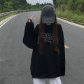 American-StyleoversizeThin Velvet Padded Hooded Sweatshirt Women's Autumn Black Loose Fried Street Coat Trendy High Street Top. 