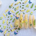 Embossed butterfly nail art sticker small white flower magnolia flower small daisy leaves K222 K223 K224. 