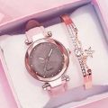 2pcs Luxury Women Fashion Quartz Watch Femme Casual Wristwatches Diamond Watches. 