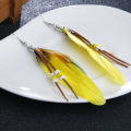 Bohemian Women Indian Feather Beads Tassel Dangle Hook Earrings Jewelry Gift.