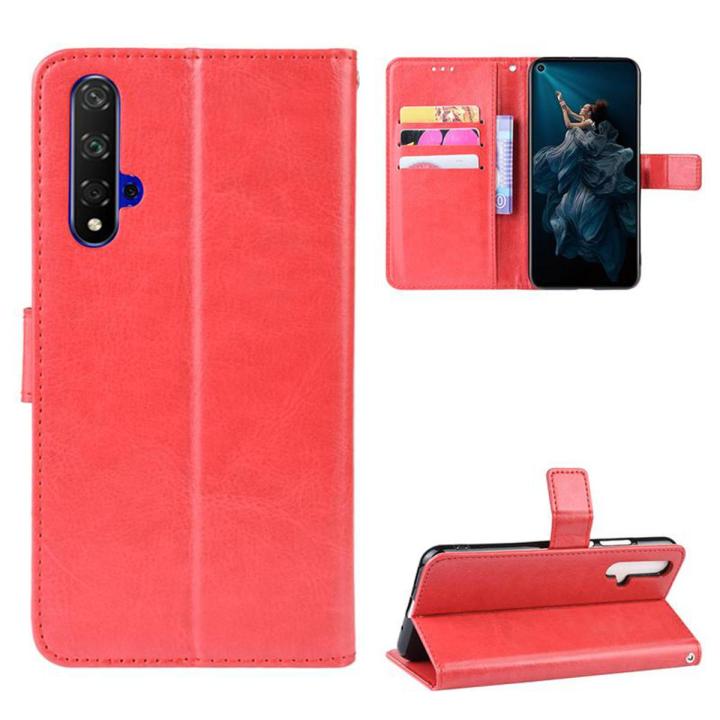 For Huawei Nova 5T Vintage Leather Magnetic Buckle Flip Cover Case
