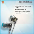 QKZ DM7 Zinc Alloy In Ear HiFi Earphone Stereo Bass Headset. 