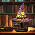 USB Powered Resin Lamp Resin Witch Hat Light Gothic Wizard Shape Ornament Lamp for Bedroom for Living Room Decor Yellow.
