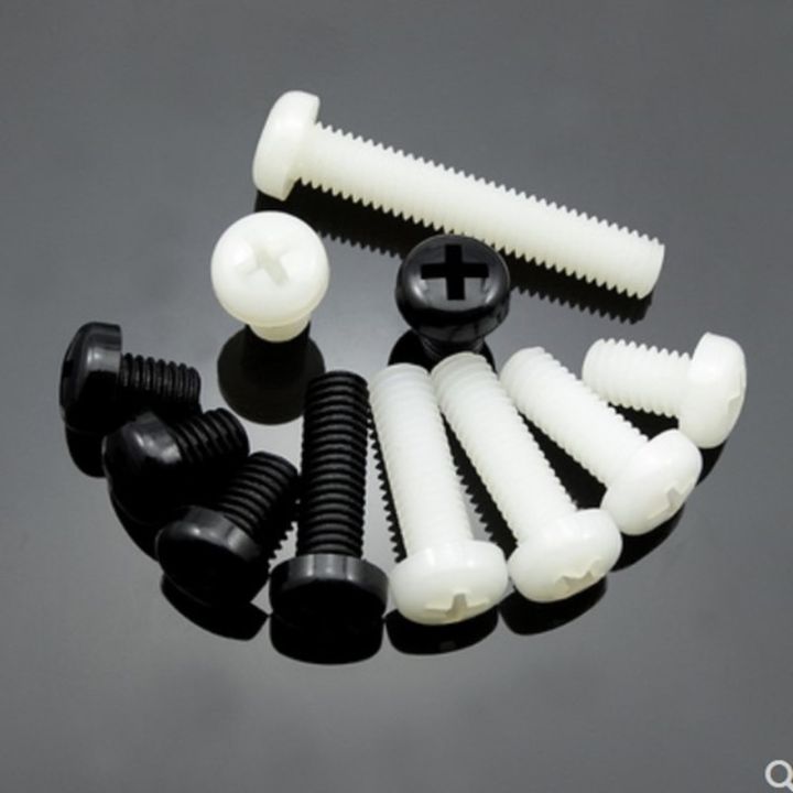 20-100pcs%20nylon%20screw%20M2%20m2.5%20m3%20m4%20m5%20m6%20m8%20white%20or%20black%20Nylon%20Plastic%20insulation%20Phillips%20%20round%20pan%20Head%20Machine%20Screw-10mm%20-%20Image%202