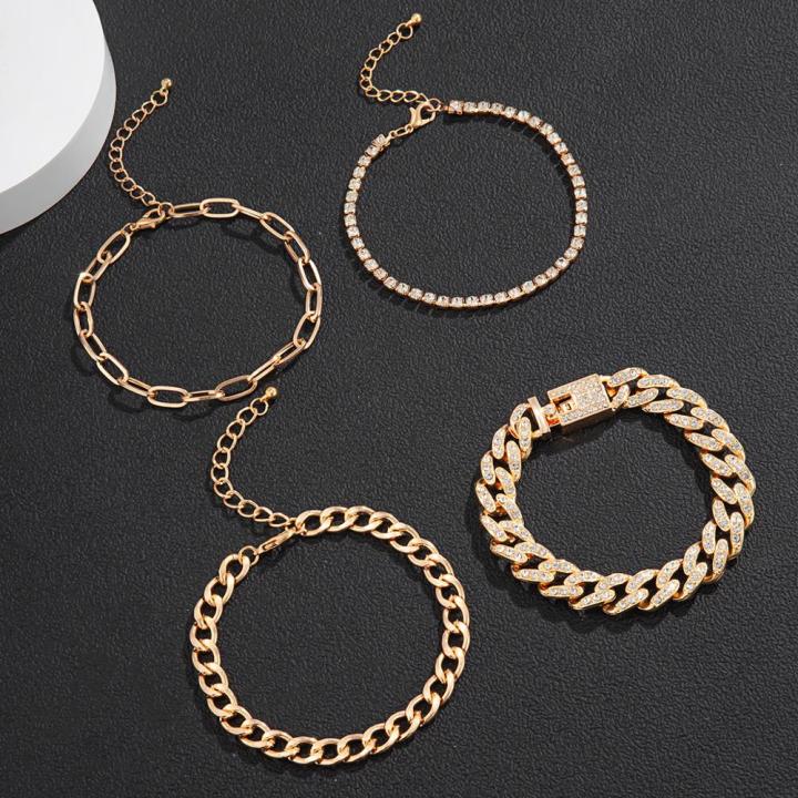 4Pcs/Set%20Luxury%20Shiny%20Rhinestone%20Bracelets%20Set%20Bangle%20Women%20Men%20Adjustable%20Clear%20Crystal%20Chunky%20Link%20Charm%20Bracelet%20Hand%20Jewelry%20-%20Image%205