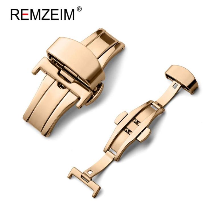 18mm 20mm 22mm Double Click Butterfly Automatic Buckle Push Button Fold Clasp For Samsung Galaxy Watch 3 41mm 45mm Watchband Buckles Watch Accessories