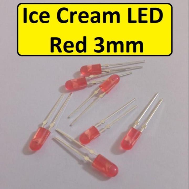 25Pcs- Ultra Bright Red Color 3mm Ice Cream LED Light Emitting Diode ...