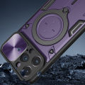 For iPhone 14 Pro Max Case Foldable 360 Degree Rotating Bracket Vehicle Mounted Sliding Hard Shockproof Rear Shell + Tempered Glass Screen Protector for iPhone 14 Pro Max Back Cover.