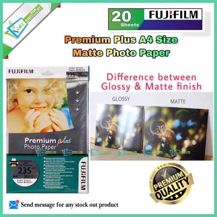 Fujifilm Matte Premium Plus Photo Paper A4 Size   20 Sheets
