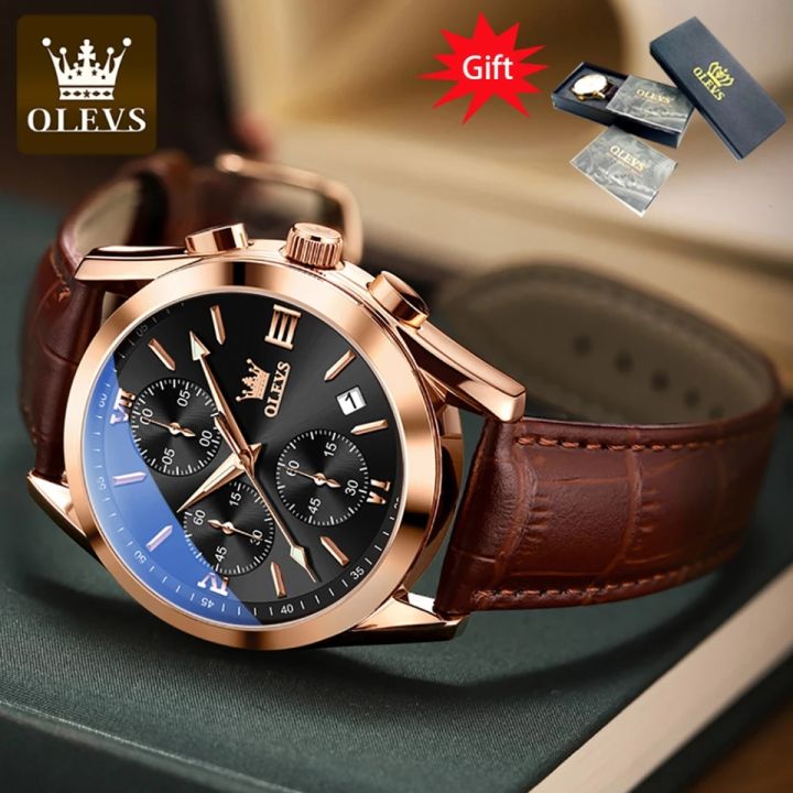 Olevs%202872%20Brown%20PU%20Leather%20Chronograph%20Wrist%20Watch%20For%20Men%20-%20Image%2010