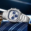 CURREN 8459 Luxury Fashion Square Dial Stainless Steel Active Chronograph Luminous Watch For Men. 