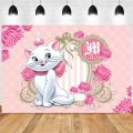120x80cm Disney Marie Aristocats Backdrop Marie Cat Baby Shower Girl Birthday Party Vinyl Photography Background Photo Wall. 