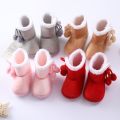 Slip On Anti Skid Bottom Down Shoes Flat Snow Boots Newborn Toddler Plush Fur Winter Warm Boots. 