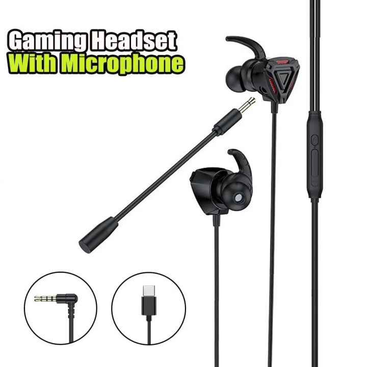 3.5mm Type C Gaming Headset For Pubg Ps5 Csgo Games Wired Earphone Microphone Volume Control In-Ear Headphone For Pc Gamer