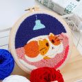 Punch Needle Starter Kit Animal Cat Floral Rug Hooking Beginner Set Adjustable Embroidery Pen Hoop for Kids Adults Craft Gift Vnce Lncei. 