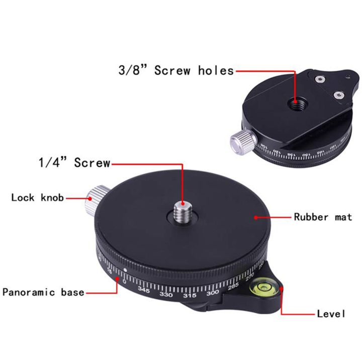2X%20Camera%20Pan%20Base%20with%20Style%20Plate,%200.95cm%20Screw%20Aluminum%20Panoramic%20Ball%20Tripod%20Head%20with%20Bubble%20Level%20-%20Image%206