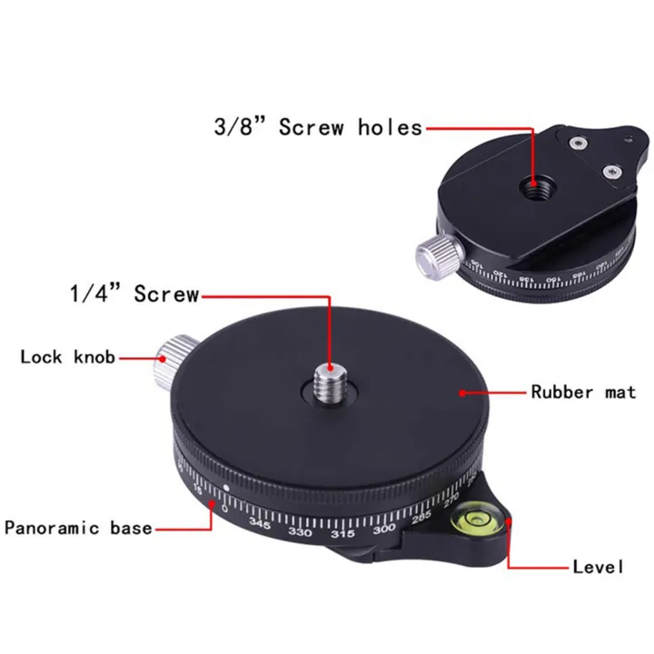 2X%20Camera%20Pan%20Base%20with%20Style%20Plate,%200.95cm%20Screw%20Aluminum%20Panoramic%20Ball%20Tripod%20Head%20with%20Bubble%20Level%20-%20Image%206