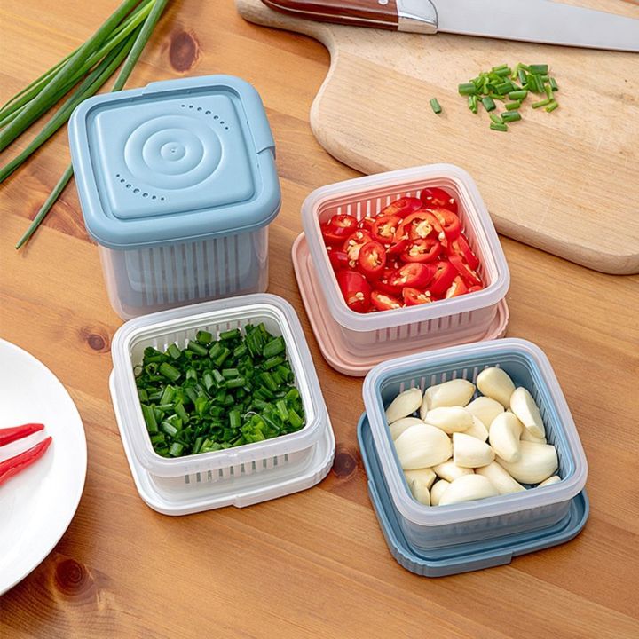 In The Refrigerator Transparent Sealed Double Layer Plastic Kitchen Gadget Vegetable Tray Fruit Storage Containers Fridge Storage Box Sealed Ginger Container