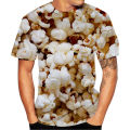 Funny popcorn T-shirts food 3D print streetwear men women casual fashion oversized short sleeve t shirt kids tees tops clothing.