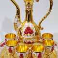 Arabian Style Golden Color Metal Body Mina Work Jug and Cup Set.