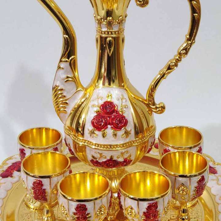 Arabian%20Style%20Golden%20Color%20Metal%20Body%20Mina%20Work%20Jug%20and%20Cup%20Set%20-%20Image%203