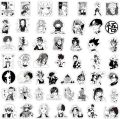 25Pcs/Set Mix Anime Black & White Randomly Graffiti PVC Waterproof Stickers For Luggage Skateboard Laptop - sticker. 