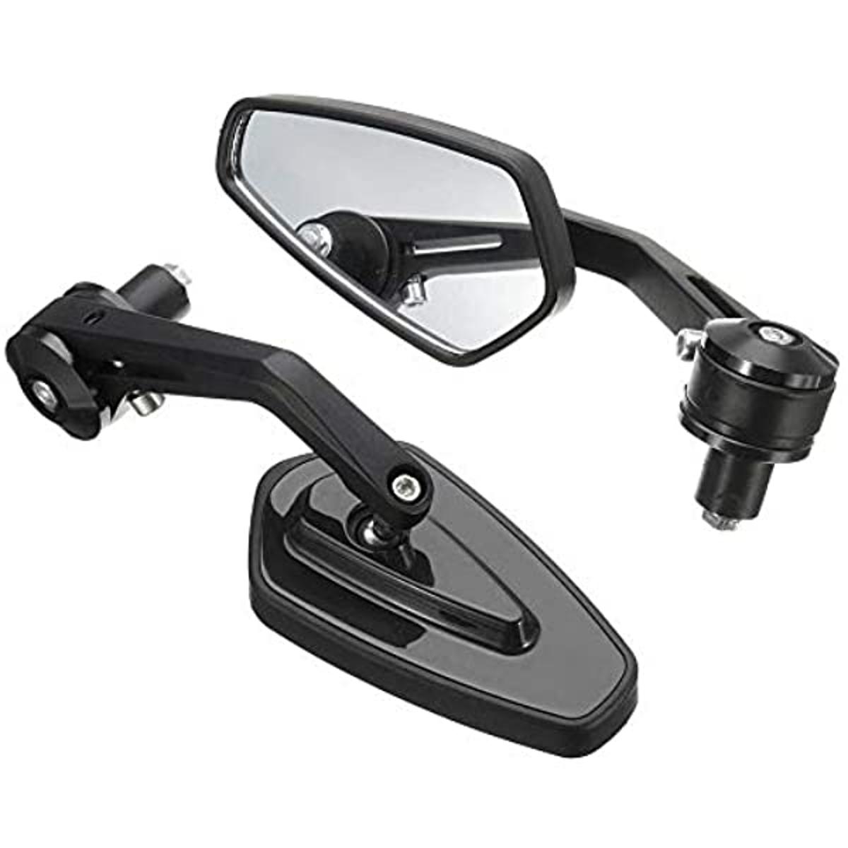 Handlebar end Grip Side Mirror for Motorcycle. Universal Looking glass handle end. Black 1306