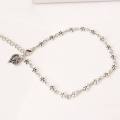 Fashion Tibetan Silver Bead Hollow Plum Daisy Flowers Heart-Shaped Anklet For Women Foot Chain Barefoot Sandals Beach Jewelry.
