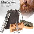 Professional Wood Beard Comb Set Double Beard Oil Head Shape Beard Comb Brush Care Beard Oil Tool Beard Comb Set With Bag.