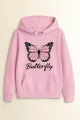 pink Color printed (butterfly) Hoodie 320 GSM Fully Cotton Fabrics Suitable for Women Girls Ladies Hoodie by Tajkiya Fashion. 