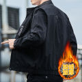 Men's Casual Jacket Coat Autumn and Winter New Korean Style Fashion Brand Handsome Workwear Fleece-lined Thickening Stand Collar Men's Jacket.
