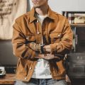 Shirt Jacket Men Button Up Japan Style Pure Cotton Harajuku Cargo Streetwear Long Sleeve Shirts Work Shirts Tops Men Clothing. 