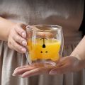 Glass Mugs Double Wall Glass mug, Bear  Double-layer glass mug Coffee Cup, Christmug gift ,cute Tea Milk Cup. 