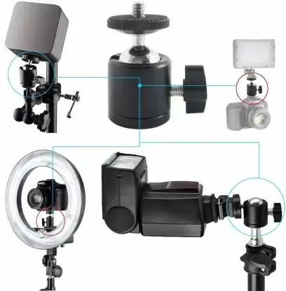 Neewer 2pz Mini Testa a Sfera con Piedino Hotshoe & 1/4 Vite Addizionale, per Reflex Digitali, Videocamere, Smartphone, Luci per Video, Microfoni, Luci Anulari – ST17