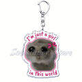 Popular Funny Meme I Am Just A Girl Sad Hamster Key Chain Keychains Ring for Accessories Bag Pendant Keyring Jewelry Fans Gifts.