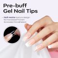 550 Pcs Capsule Americaine Ongle, Faux Ongles en Gel-Carre Moyen Amande Court, Capsules Gel x Pose Americaine Ongles 12 Tailles. 