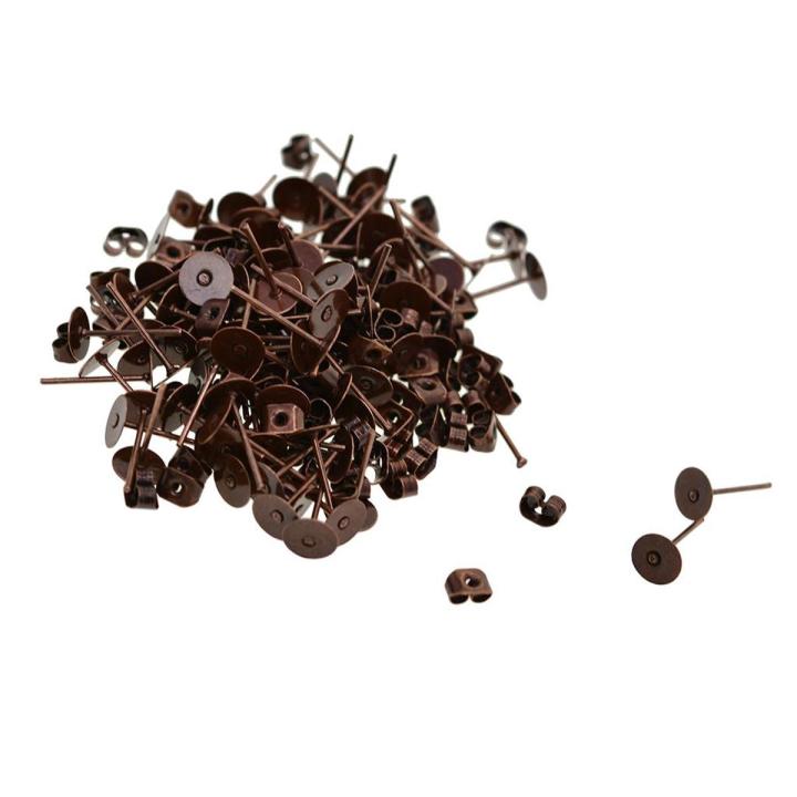 100 Sets 6mm Iron Earring Posts and Backs DIY Earrings Findings