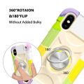 For iPhone XS Max Shockproof Silicone + PC Protective Case with Dual-Ring Holder. 