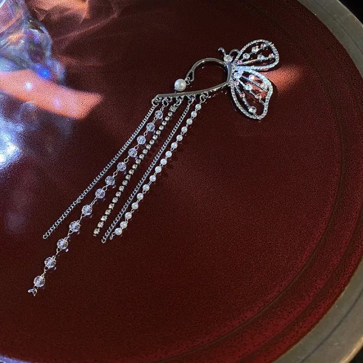 Cute%20Rhinestone%20Butterfly%20Stud%20Earrings/One%20Ear%20Clip%20Metal%20Chain%20by%20Top%2010%20Mart%20-%20Image%203