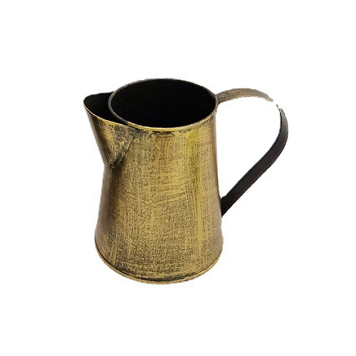 Metal Vase Decorative Shabby Pitcher Flower Holder Metal Vase with Handle for Home Garden Flowerpot Bronze